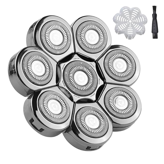 8 Blades Men's Electric Shavers Replacement Heads Razor replacement Blades for Bald Men Wet and Dry Compatible Waterproof (8D Silvery)