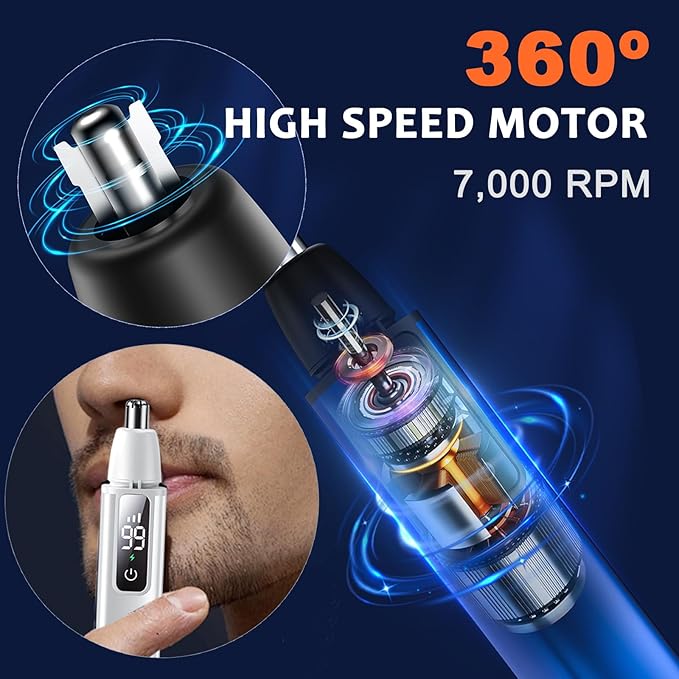 Nose Ear Hair Trimmer for Men – Eyebrow Hair Razor 2-in-1 Rechargeable Facial Hair Razor Nasal Hair Clipper Dual-Edge Face Shaver for Face Nose Peach Fuzz for Women
