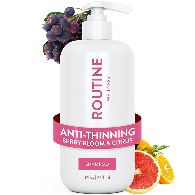 Routine Wellness Anti-Thinning Volumizing Shampoo for Thinning Hair & Hair Loss - Grow Your Confidence with Biotin & DHT Blockers - 14 oz Berry Bloom & Citrus