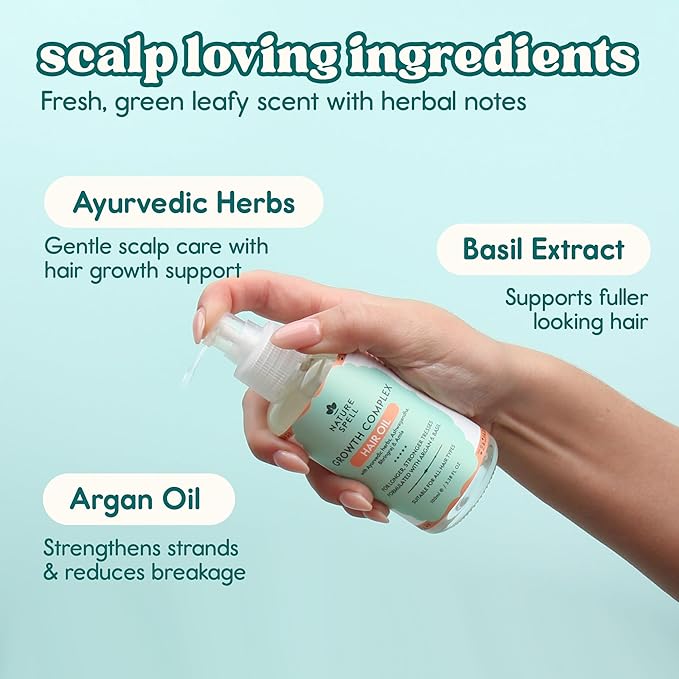 Nature Spell Lightweight Hair Oil, Nourishing Oil for Frizz Control, Heat Protectant, Hydrates & Strengthens Dry Damaged Strands, Smooths Split Ends, Adds Shine, For All Types, Vegan, 3.38 Fl Oz