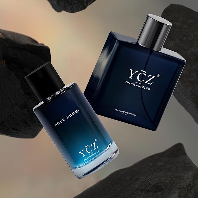 Ycz Eau de Parfum Ocean Savage Perfume Set, 1.7oz(50ml) Woody Citrus Scent and Sweet Flower Fruit Men Perfume, Highquality Long Lasting, Sleek Bottle Design, Christmas Gifts Ideal