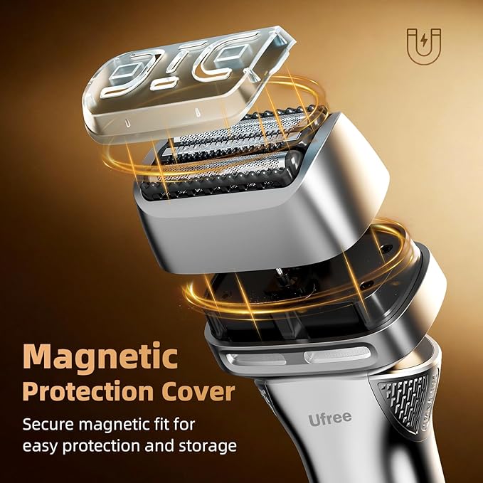 Ufree Foil Shaver with Pop-Up Trimmer, 8,500 RPM Electric Razor for Men, Wet & Dry Electric Shaver with 2 Speed Modes, LED Display, Rechargeable Cordless, IPX7 Waterproof, Silver