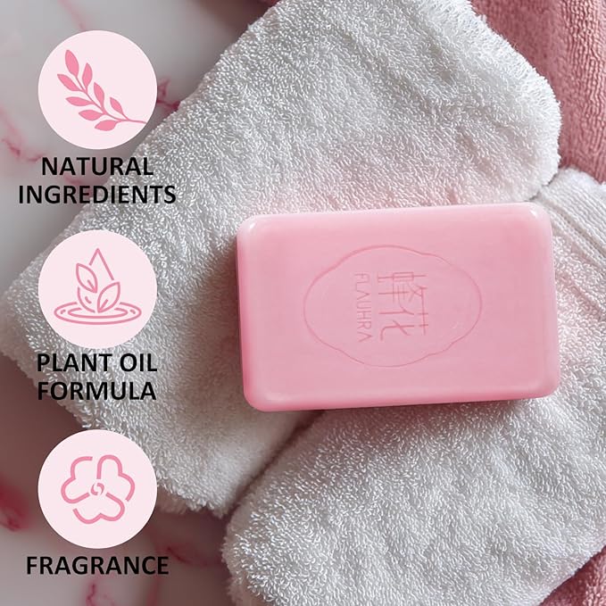 Bee & Flower Soap Bar Roselle & Peony Fragrant Soap Essential Oil Scented Soap Bar Moisturizing Bath Bar Soaps Nourishes Your Skin 4.4 oz(Pack of 4)