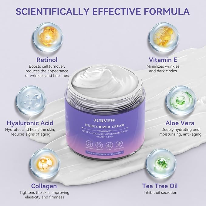 Face Moisturizer Retinol Cream, Neck Collagen Cream for Tightening Skin, Anti Aging Day & Night Deep Facial Moisturizer for Women & Men, Tighten and Lift Wrinkle