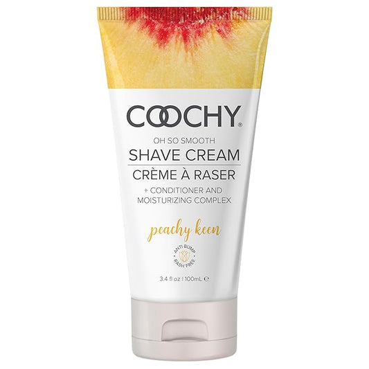 Coochy Shave Cream - Moisturizing Shave Lotion - Gentle Intimate Shaving Cream - For Bikini Area, Underarms, Legs & More - Rash-Free, Hydrating Formula - Peachy Keen, 3.4 oz