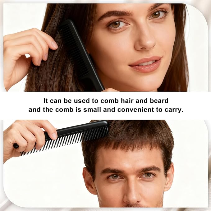 4 PCS Professional Black Combs Set for Women, Stylist Rat Tail Mens Beard Mustache Combs Fine Tooth for All Hair Types, Premium Hair Comb for Teasing and Parting, Everyday Styling