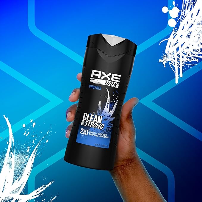 AXE Phoenix Men's 2-in-1 Shampoo & Conditioner 2-Pack, Crushed Mint & Rosemary Scent, 16 Fl Oz Ea