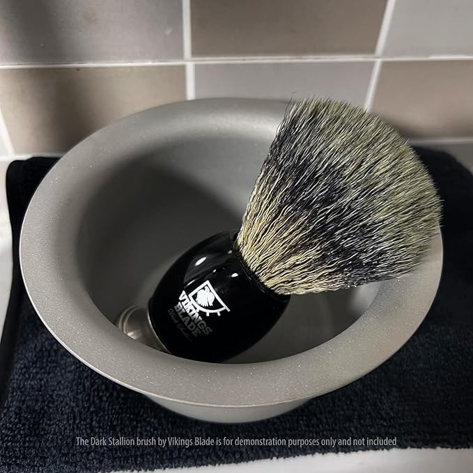 Vikings Blade Luxury Shaving Soap Bowl, Sandblasted Steel for Fast, Thick Lather, Unbreakable, Tactile Texture, Great for Most Pucks & Soaps (GRAND Chairman, 3.55” Diameter)
