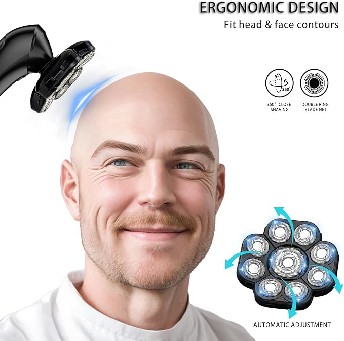 Head Shaver Replacement Heads,Head Shaver Replacement Blades, Head Shavers for Bald Men,Head shavers for Men, Stainless Steel Rotary Blades for Electric Head Razor (black9)