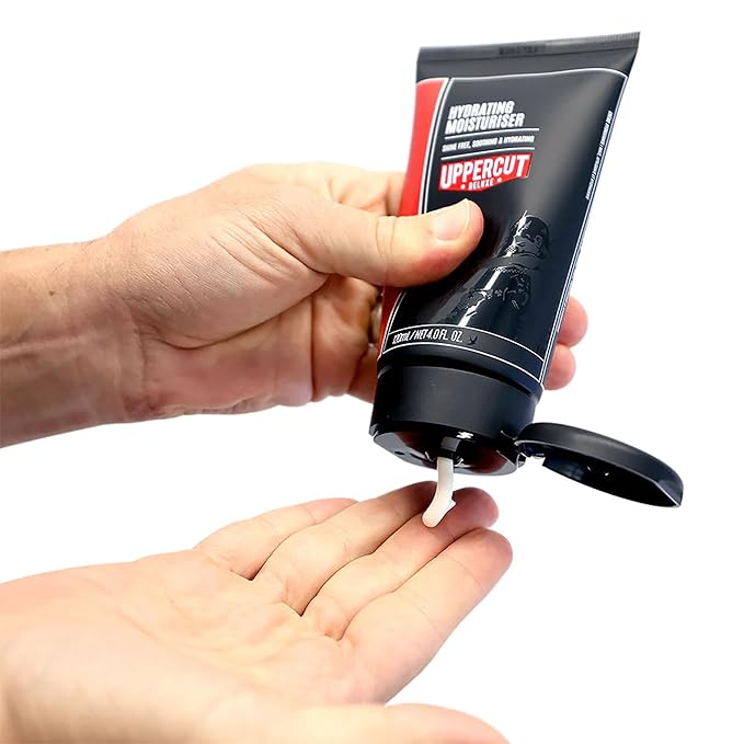 UPPERCUT DELUXE Hydrating Moisturizer for Men – Oil-Free Post Shave Soothing Cream with Allantoin & Shea Butter – 4 fl oz (120 mL)