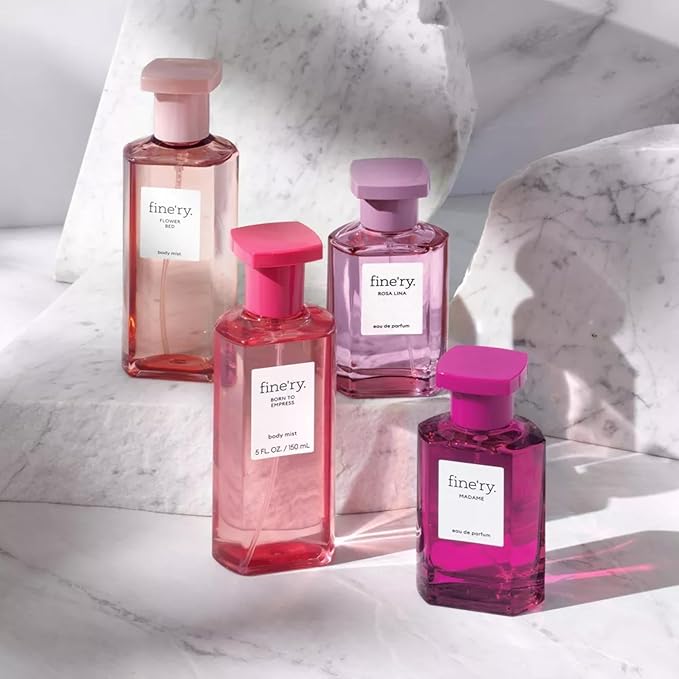 Fine'ry Lychee Rose Perfume for Women - Rosa Lina - Juicy, Sugared Floral, Romantic Skin Scent & Cashmere Musk - Full Size, Long-Lasting Hair & Body Cologne Parfum Fragrance for Girls (60mL)