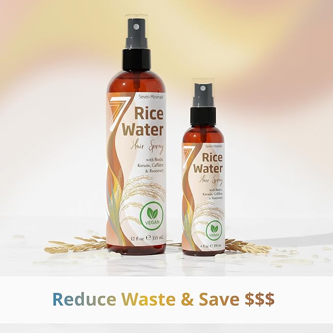 Large Fermented Rice Water for Hair Growth - Infused with Rosemary, Biotin, Caffeine, Keratin Vegan Non-Greasy Spray Naturally Thicker, Longer, Softer Men & Women (12 fl oz)