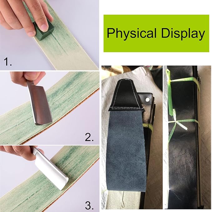 2 Pack Straight Razor Strop Leather Sharpening Strap Sharp Edge Blade Sharpener Strops for Barber Straight Edge Razors Shaving Knife Folding Knife Pocket Knives Starter Beginners