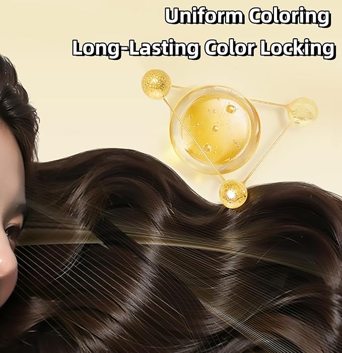 Nourishing Plant-Based Hair Color, Tinte Capilar Nutritivo A Base De Plantas, Long-Lasting & Natural Hair Color Shampoo For Gray Coverage, Minimizing Frizz, For Men & Women (Natural Black)