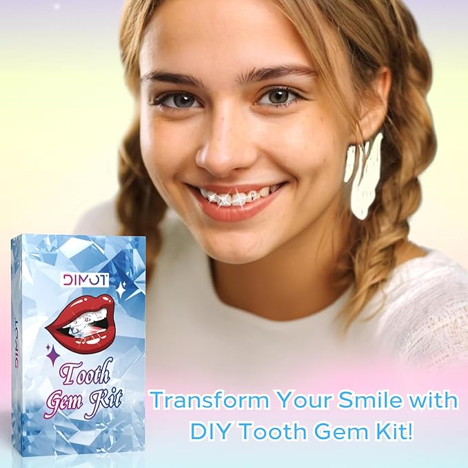 Fiorland Tooth Gem Kit, DIY Crystals Jewelry Kit Teeth Gems Set, 2025 New Professional Fashionable Y2k Tooth Gems for Teeth, 140 Pcs Starter with Sparkling Diamonds