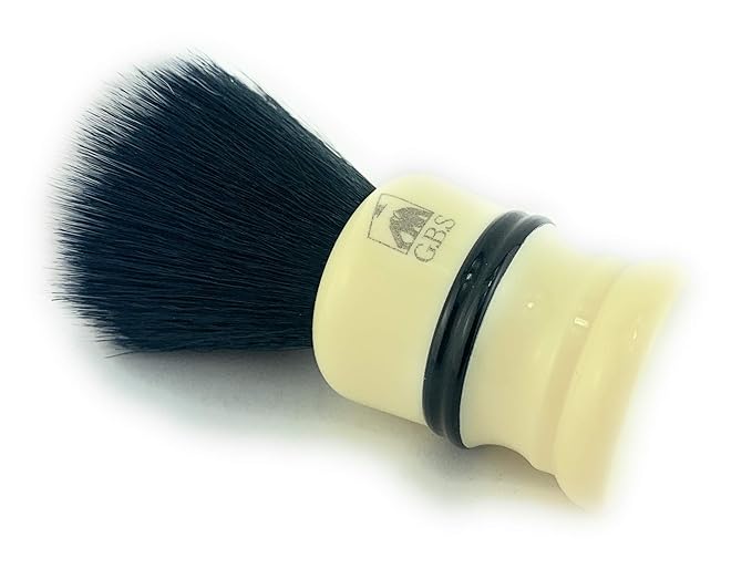 G.B.S Men's Synthetic Shaving Brush- Soft, Ivory with Black Strip