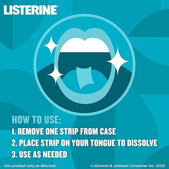 Listerine Cool Mint PocketPaks Portable Breath Strips for Bad Breath, Fresh Breath Strips Dissolve Instantly to Kill 99% of Bad Breath Germs* On-The-Go, Cool Mint, 24-Strip Pack, 12 Pack