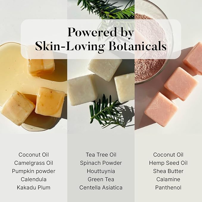 Natural Bar Soap Starter Kit – Daily Face & Body Cleanser for All Skin Types – Korean Skincare, Plant-based, Sulfate-free I 2.12oz (3 Bars)