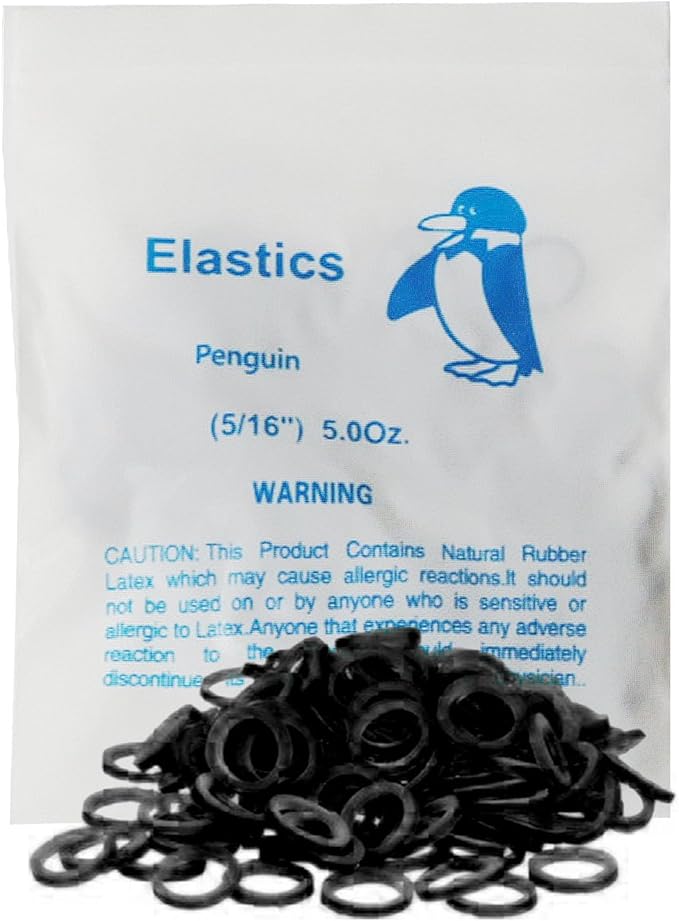 LA MIERE Non latex 100P Black Orthodontic Elastics Dental Rubber Bands Intraoral Black Elastic Bands (Medium, 5 Oz, 5/16" (8mm))
