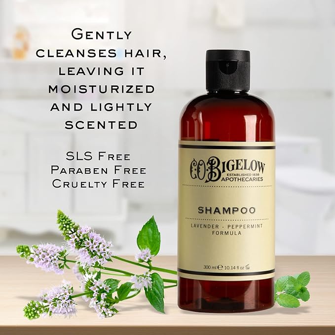 C.O. Bigelow Lavender Peppermint Shampoo, Sulfate Free Shampoo, Hair Wash with Lavender & Peppermint Essential Oils, 10.4 Fl Oz