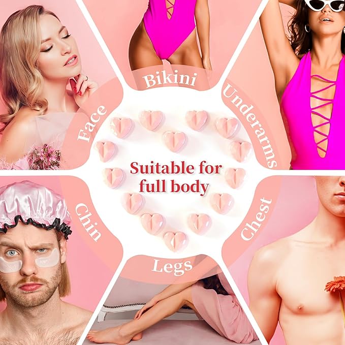 Chulan Hard Wax Beads, 900g No Rosin Hypoallergenic Hard Waxing Bead Spa for Sensitive Skin, Large Heart-Shape Wax Beans for Coarse Hair Removal, Body, Brazilian, Face, Bikini, Legs, Armpit Women Pink
