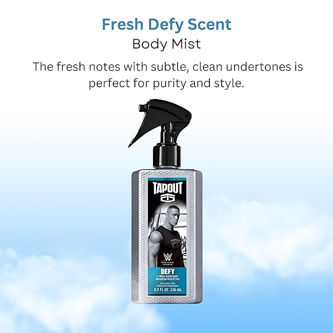 Tapout Defy Body Spray Perfume for Men Refreshing Fragrance, 8 Ounces