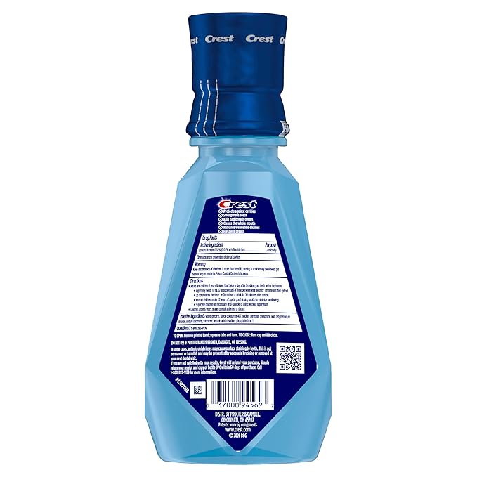 Crest Pro-Health Advanced Multi-Protection Mouthwash, Alcohol Free Mouthwash, Fresh Mint, 500 mL (16.9 Fl Oz), Pack of 4, Crest Mouthwash, Flouride Mouthwash