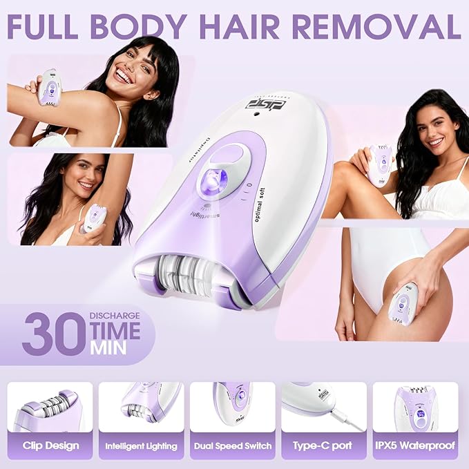 DSP Epilators Hair Removal for Women, Eyebrow Trimmer for Women, 2 Speeds Hair Removal, Facial Hair Trimmer for Legs Face Bikini Arms, Face Shavers