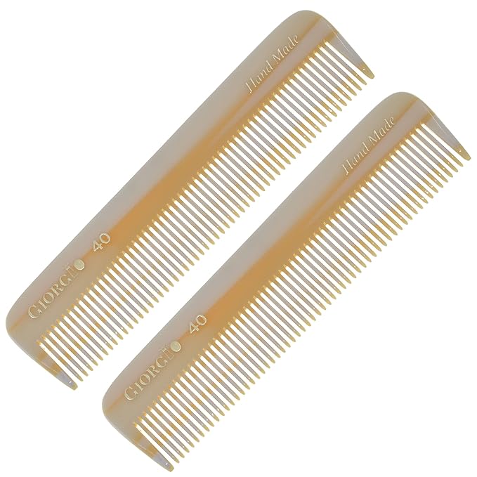 Giorgio G40 Handmade All Fine Tooth Pocket Comb, Hair Comb Straightener for Everyday Grooming Styling Hair, Mustache and Beard for Men Women and Kids, Use Dry or with Balms, Saw Cut and Polished