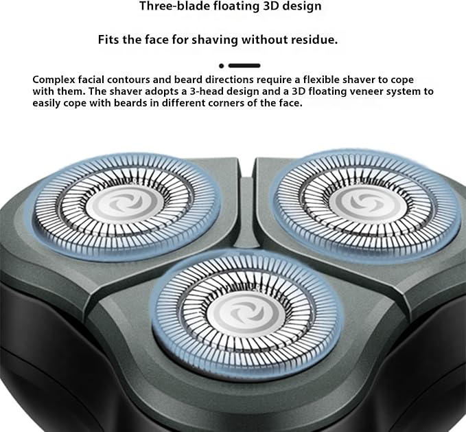 4-in-1 Electric Shaver for Men — Rechargeable, Equipped with Trimmer, Facial Cleansing Brush & Nose Hair Cutter, Full-Body Washable, Rotary 3-Blade System, 90 Minutes of Runtime