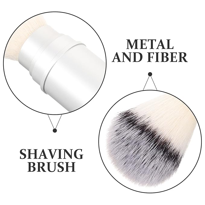 NOLITOY Portable Travel Beard Shaving Brush for Men, Nylon Bristle Face Cleaning Shave Brush with Metal Handle, Lightweight Grooming Tool for Travel and Daily Shaving