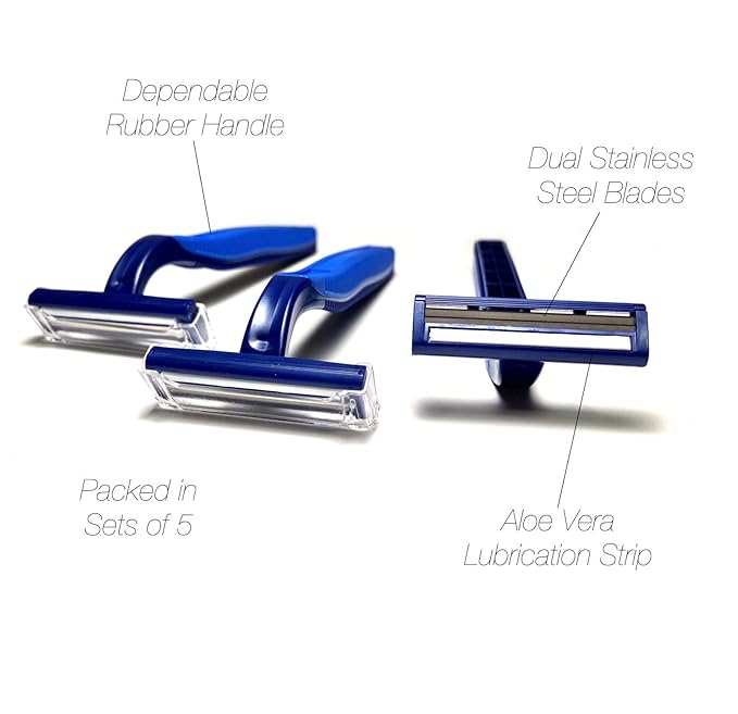 40 Box of Razor Blades Premium Disposable Stainless Steel Hospitality Quality Shavers High End Twin Blade Razors for Men and Women with Aloe Vera Lubrication Strip