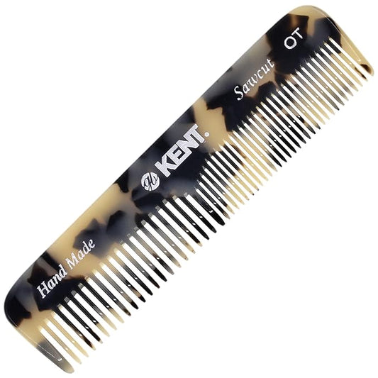 Kent OT TW Pocket Comb - Fine Tooth & Wide Tooth Comb - Handmade Hair Combs for Men, Travel, Beard & Mustache - Saw Cut & Hand Polished (4.5")