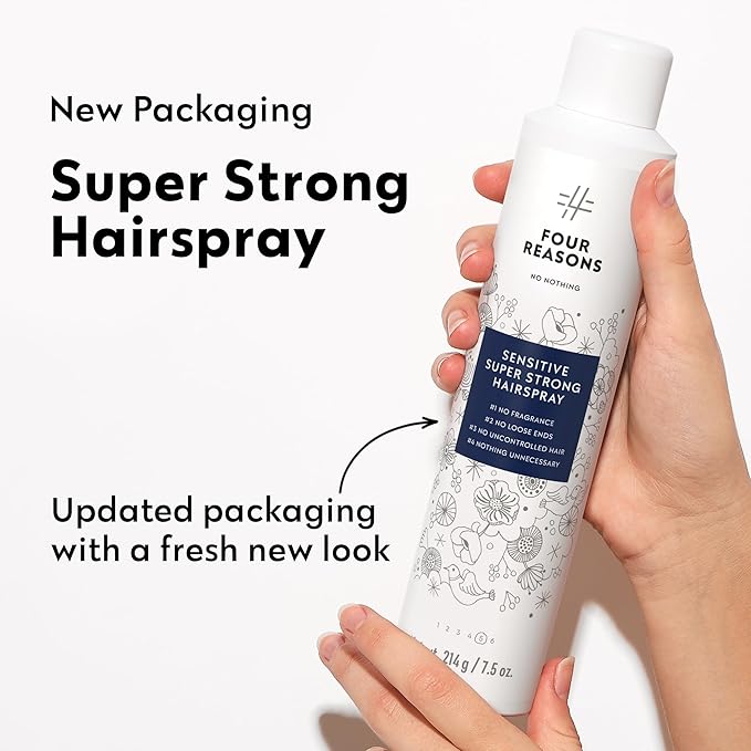 No nothing Sensitive Super Strong Hairspray for Women, Unscented & Hypoallergenic Finishing Spray for Sensitive Scalp, Extra Strong Hold Hair Spray Women, Humidity & UV Protection, 7.5 oz