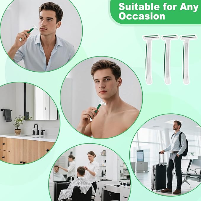 Disposable Razors Bulk, Razors Individually Wrapped Bulk, Travel Razors Bulk With Shaving Cream For Hotels, Shelters, Homeless, Nursing Homes, Charities, Churches, Green (60-PACK)