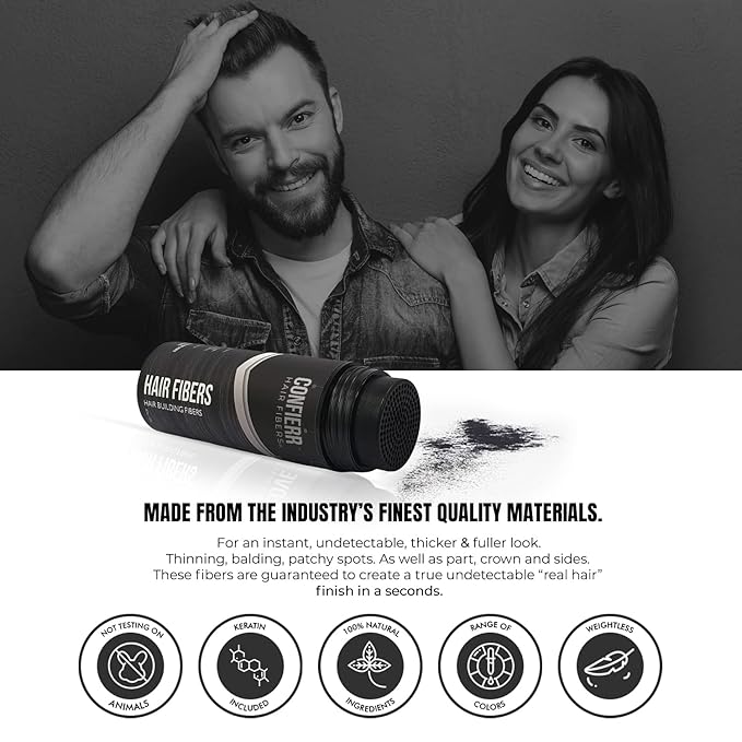 Hair Fibers for Men & Women (30 Grams, White), Fill In Fine or Thinning Hair, Instantly Thicker, Fuller Looking Hair