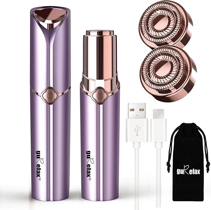 Facial Hair Removal for Women, Electric Painless Facial Hair Remover for Face, Lip, Chin with 2 x Replacement Heads