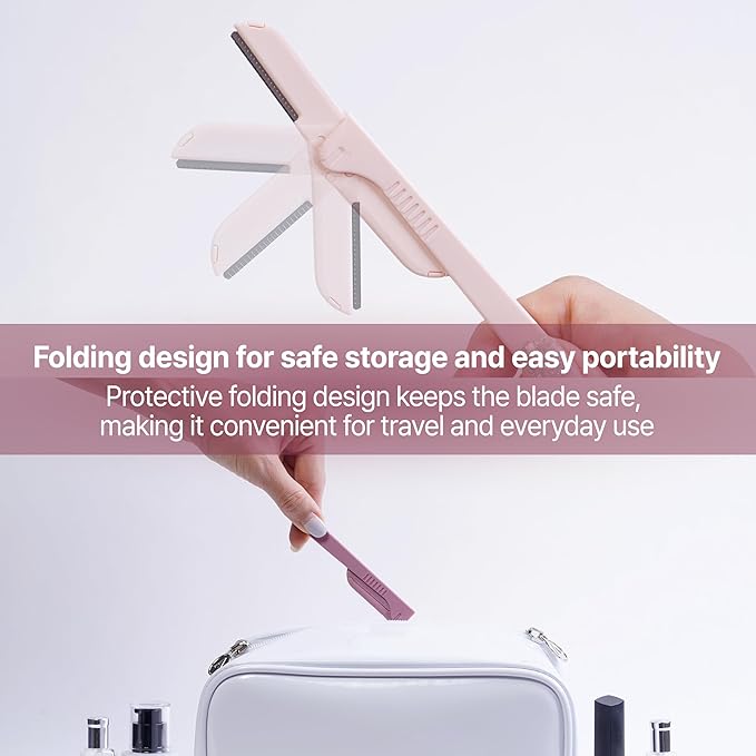 KoDerMa Foldable Dermaplaning Tool – Face Razor for Women & Men | Peach Fuzz Remover & Eyebrow Trimmer | Easy Exfoliation | K-Beauty Inspired | Ergonomic Blade Design (8)