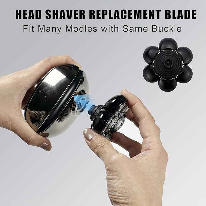 7 Blades Head Shaver Replacement Heads, Universal Fit for Electric Razors, Wet & Dry Use, 7D Floating Design, Stainless Steel Blade Heads, Ideal for Men's Face & Bald Head Shaving (1 Count)