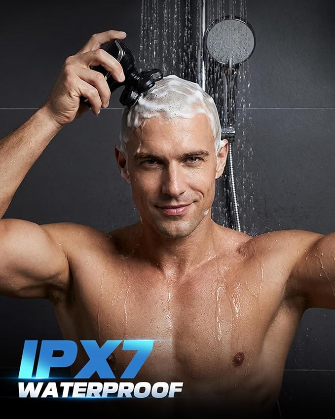 Head Shavers for Blad Men, 7D Floating Blades Electric Head Shaver, IPX7 Waterproof Wet Dry Bald Head Shaver, Magnetic Detachable Rechargable Head Shavers, Gifts for Man Male Father Husband