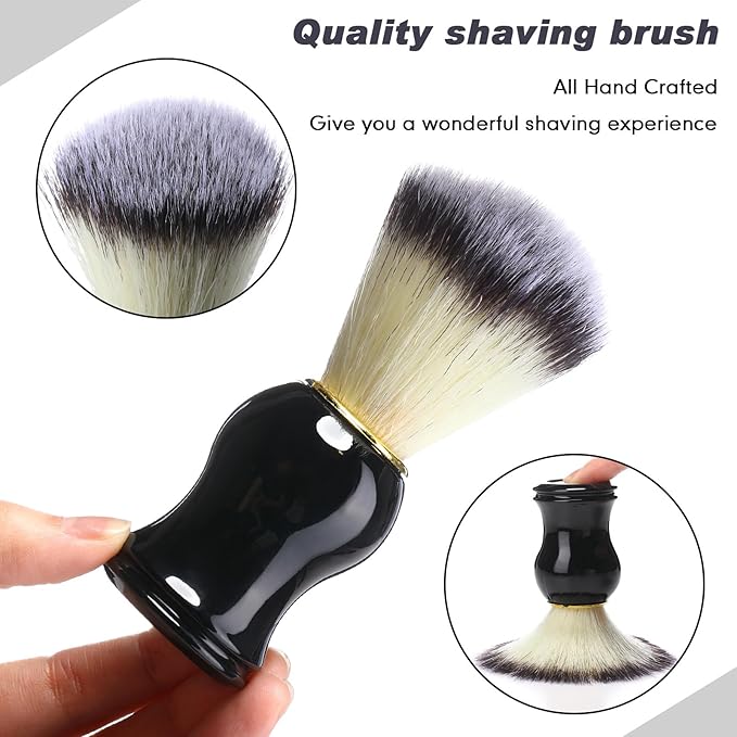 Patelai 4pcs Shaving Brush for Men Hand Crafted Shaving Brush for Wet Shave Using Shaving Cream Premium Quality Hair Bristle Bamboo Black Handle Shave Brush for Bearded Man Father Boyfriend Gifts