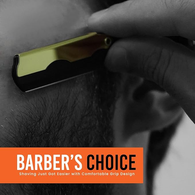 SIZZO Professional Straight Shaving Razor for Men (Black Gold)