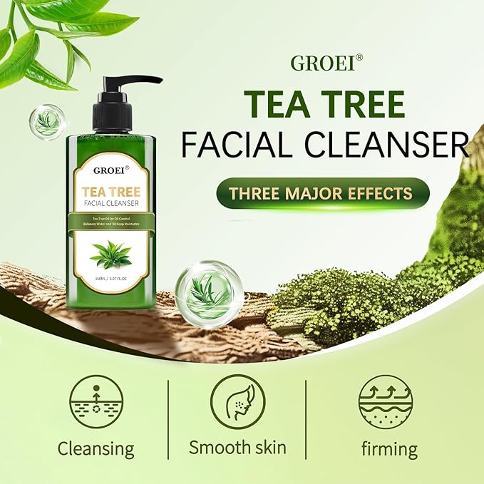 Tea Tree Facial Cleanser 150ml – Oil Control Face Wash with Vitamin – Refreshing Gel Cleanser for Combination & Oily Skin (1PC)
