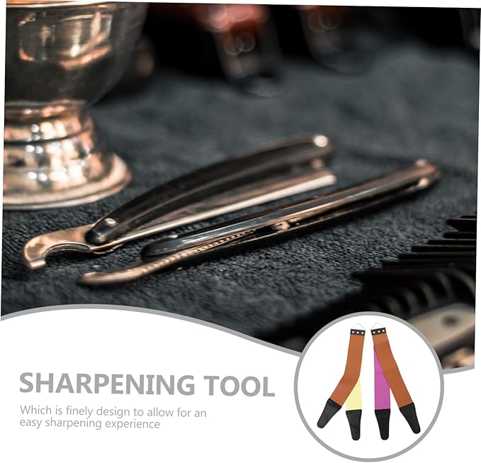Double-sided Razor Strop 2pcs Stainless Steel Sharpening Strap Genuine Leather Convenient Home Use Shaver Sharpening Tool for Men Random Color