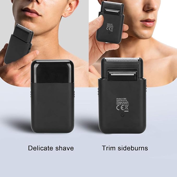 Men's Electric Shaver, USB-C Rechargeable, Ultra Thin Foil Razor, Beard & Sideburn Trimmer, Black