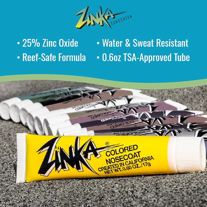 Zinka Colored Zinc Oxide Sunblock – High Zinc Formula for Nose and Face, Water & Sweat Resistant, Yellow