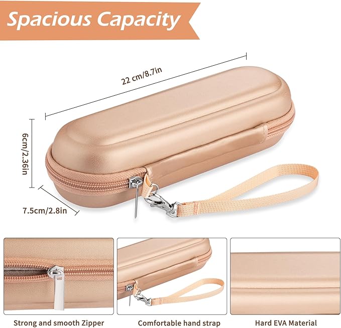 Toothbrush Travel Case for Oral B/Oral-B Pro 1000 1500 5000 7000 & Philips Sonicare 4100 1100 5300 5100 6100/iO Electric Toothbrush, Hard Protective Storage Bag (Gold)