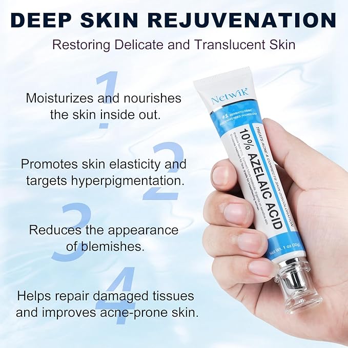 Azelaic Acid 10% Cream for Face - Acne Cream for Rosacea Reducing Relief Pimple Breakouts Blackhead Pigmentation and Redness - Azelaic Acid Gel For Facial and Skin Care