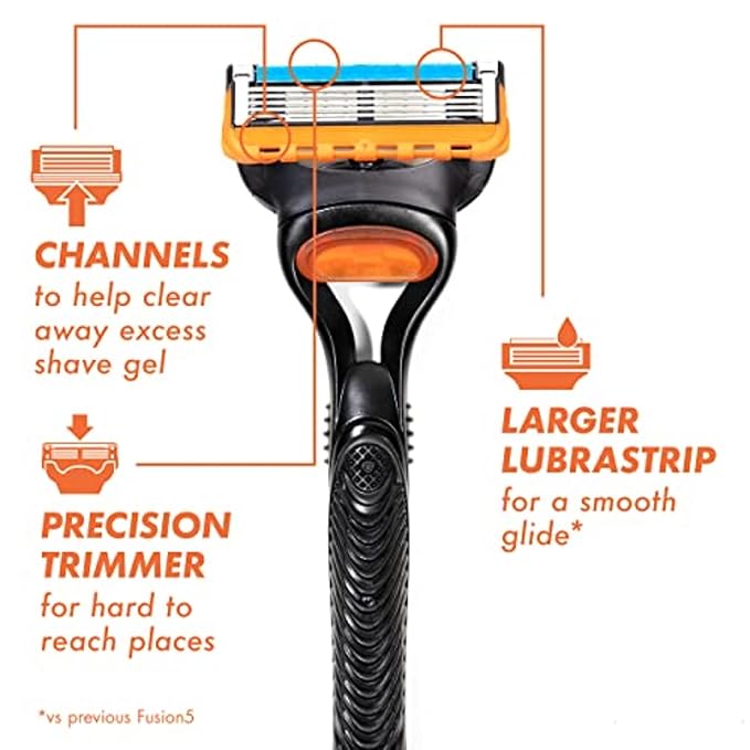 Gillette Fusion5 Razor Blade Refills for men- 12 Count – 5-Bladed with Lubrication Strip and Precision Trimmer