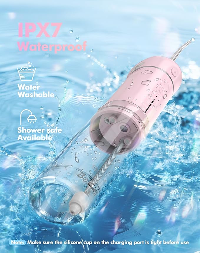 Bezvoi Portable Water Flosser for Travel, Mini Compact Cordless Oral Irrigator with Storage Bag, Removable Wide Tank & 5 Modes, IPX7 Waterproof Water Floss for Braces, Orthodontic, Sensitive Teeth